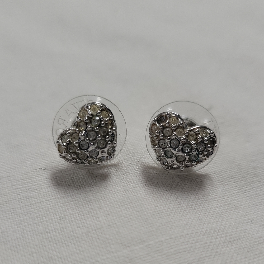 Sparkling Silver Heart Earrings